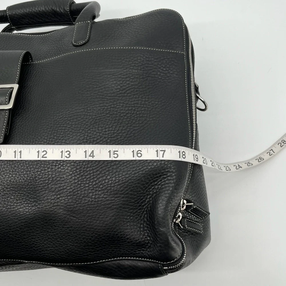 Levenger Pebbled Leather Briefcase Black Executive Business Laptop Portfolio Bag